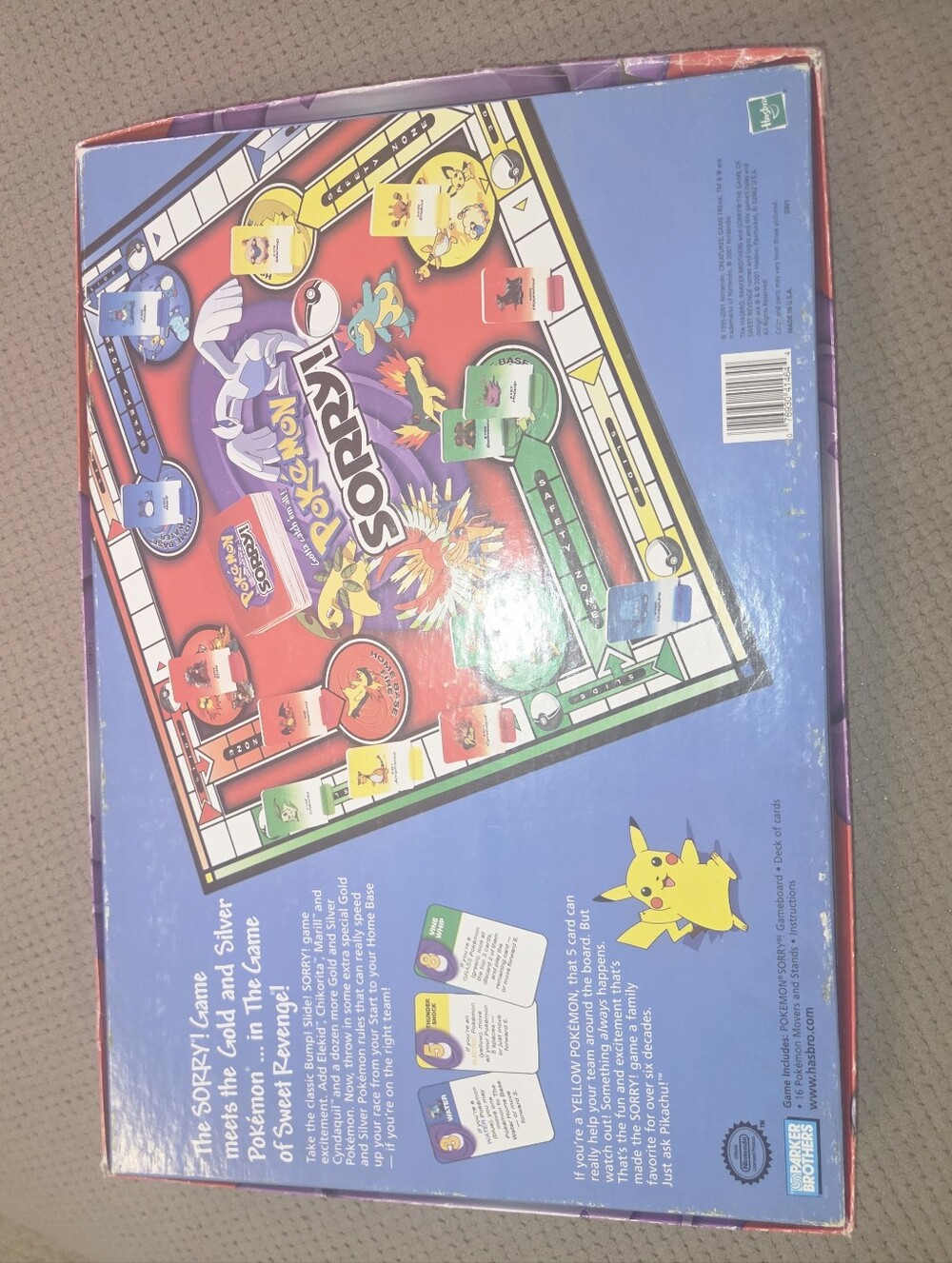 Vintage 2001 Pokemon Sorry 2001 Board Game 100% Complete Gold & Silver Edition - Picture 13 of 16